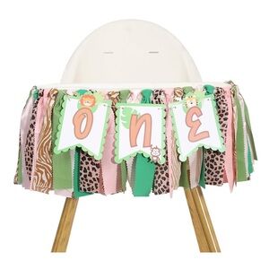 Wild One Birthday Girls Highchair Banner Decorations